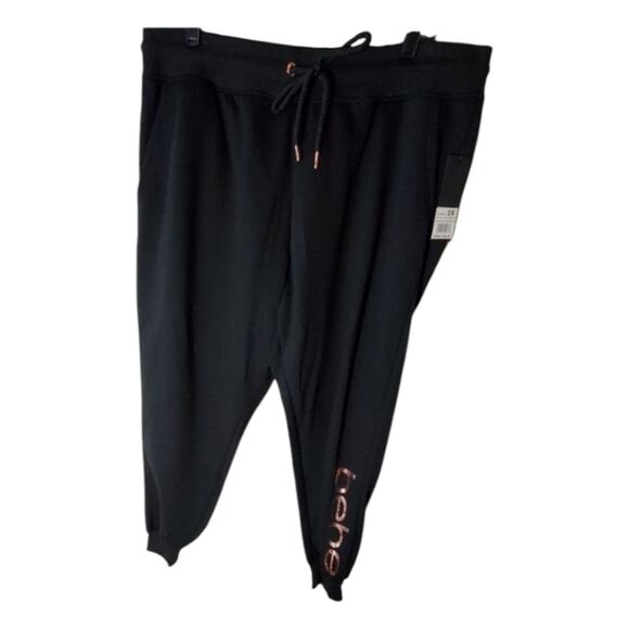 Bebe rose gold logo Black sweat‎ athletic joggers plus size 2X New - Picture 1 of 5